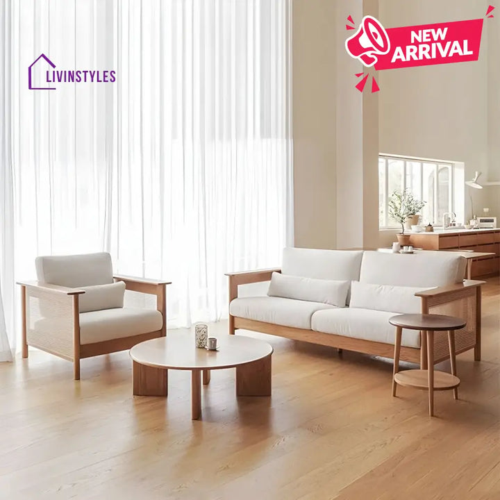 Vasiliy Solid Wood Sofa Set for Living Room | 3 + 1 + 1 Sofa Set