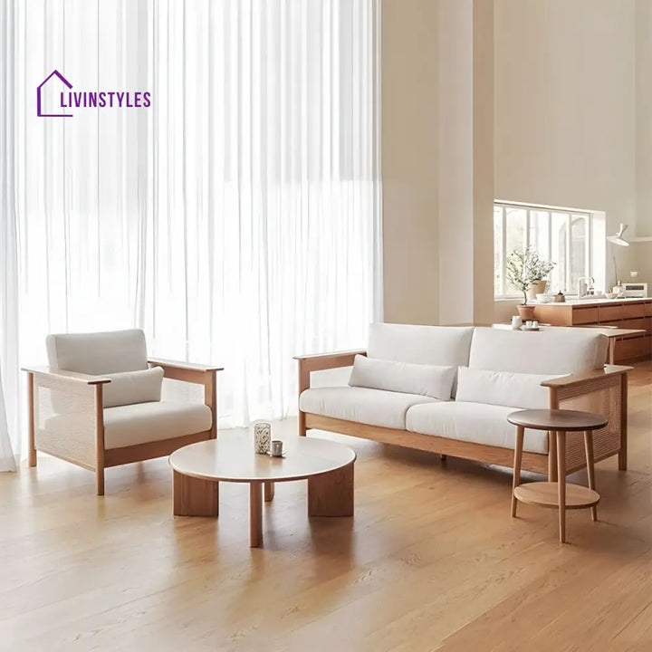 Vasiliy Solid Wood Sofa Set for Living Room | 3 + 1 + 1 Sofa Set