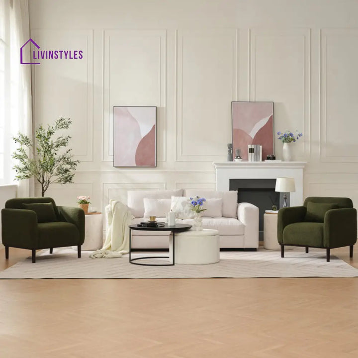 Vasudha Solid Wood and Fabric Arm Chair | Living Room Chair | Lounge Chair