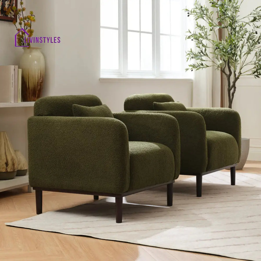 Vasudha Solid Wood and Fabric Arm Chair | Living Room Chair | Lounge Chair