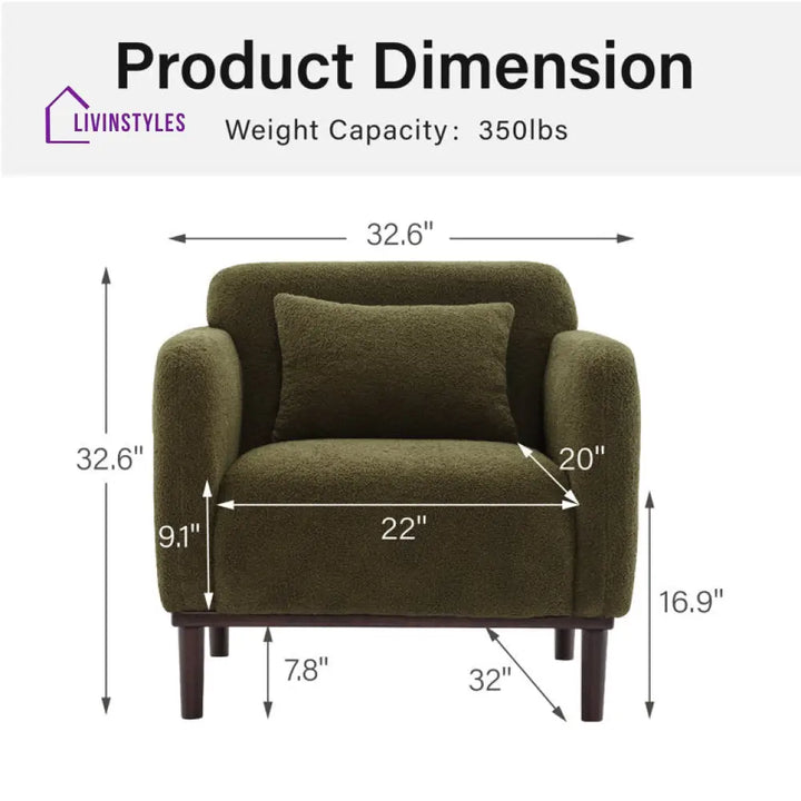 Vasudha Solid Wood and Fabric Arm Chair | Living Room Chair | Lounge Chair