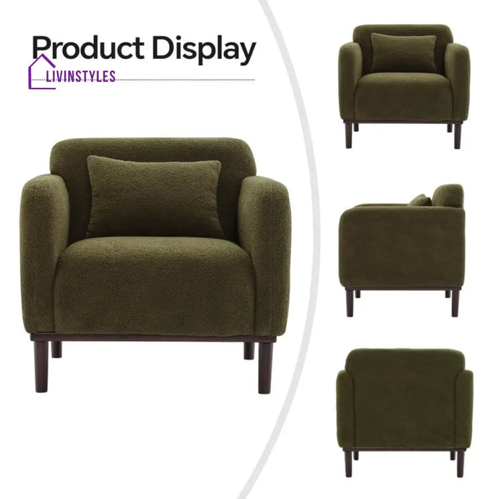 Vasudha Solid Wood and Fabric Arm Chair | Living Room Chair | Lounge Chair