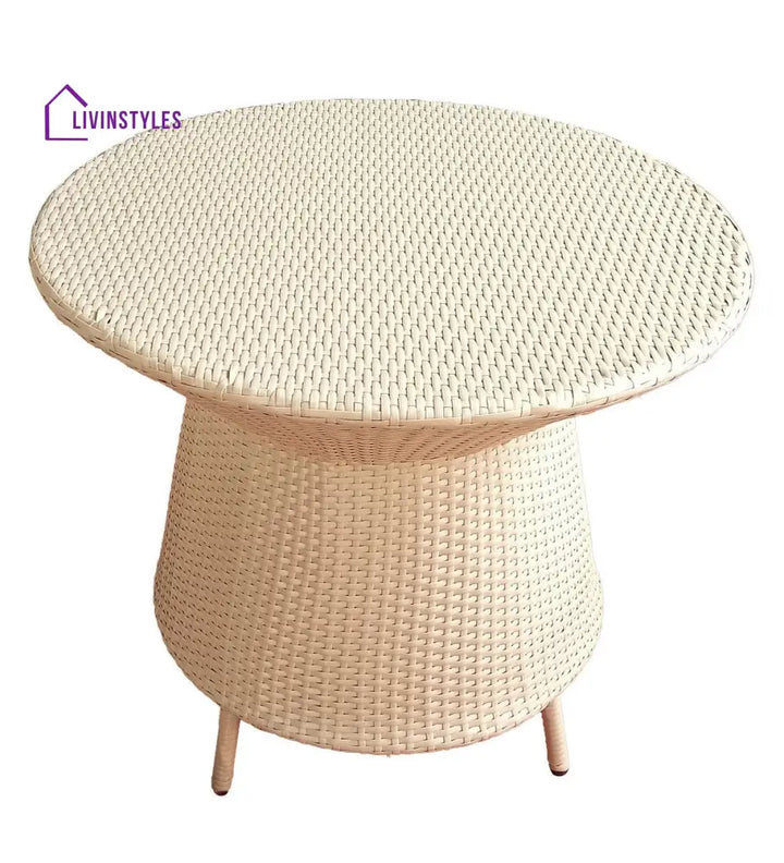 Vava Outdoor Patio Seating Set 4 Chairs and 1 Table Set (Cream) - Coffee Table Sets