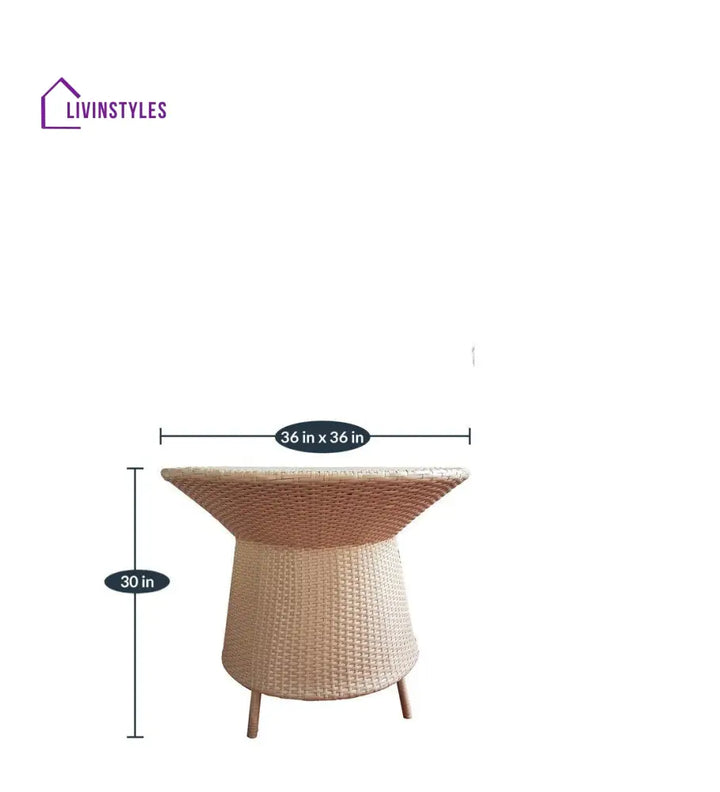 Vava Outdoor Patio Seating Set 4 Chairs and 1 Table Set (Cream) - Coffee Table Sets