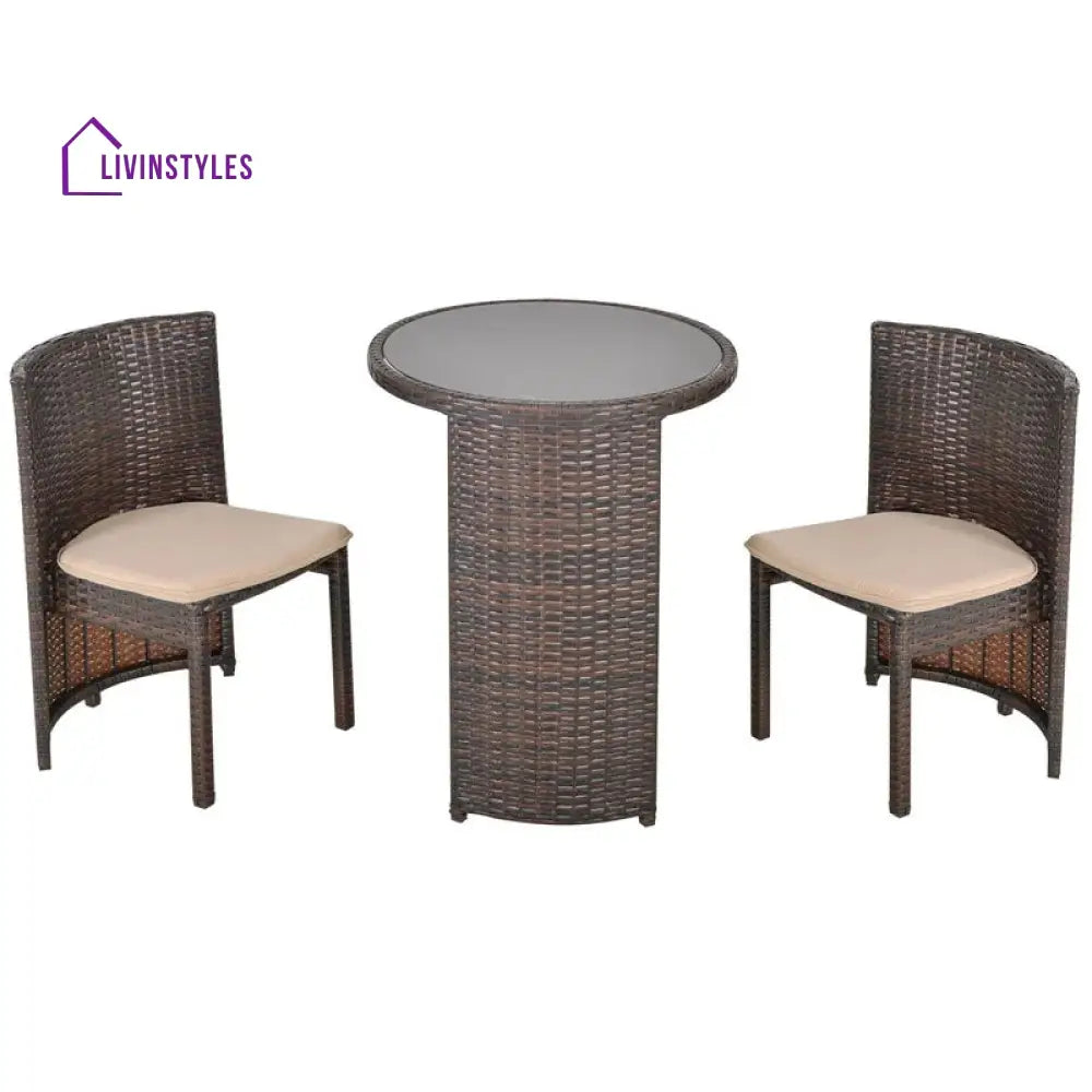 Vavrik Outdoor Patio Seating Set 2 Chairs and 1 Table Set (Brown) - Coffee Table Sets