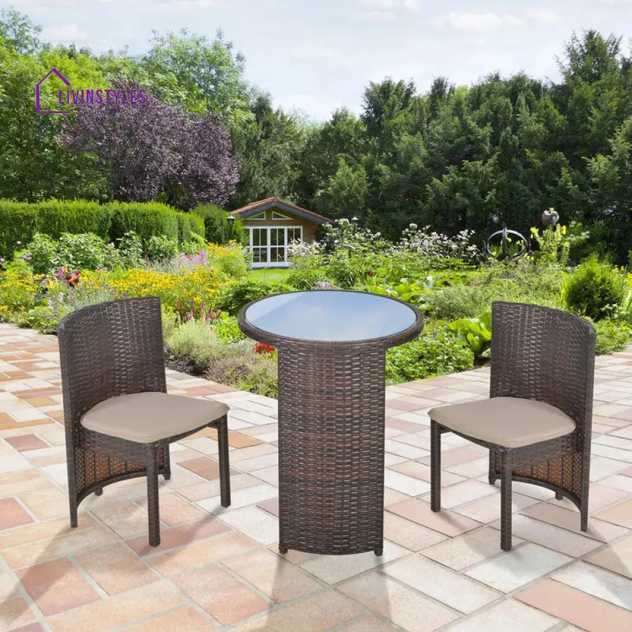 Vavrik Outdoor Patio Seating Set 2 Chairs and 1 Table Set (Brown) - Coffee Table Sets