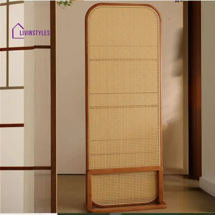 Vayla Wooden and Cane Weaving Room Partition for Living Room