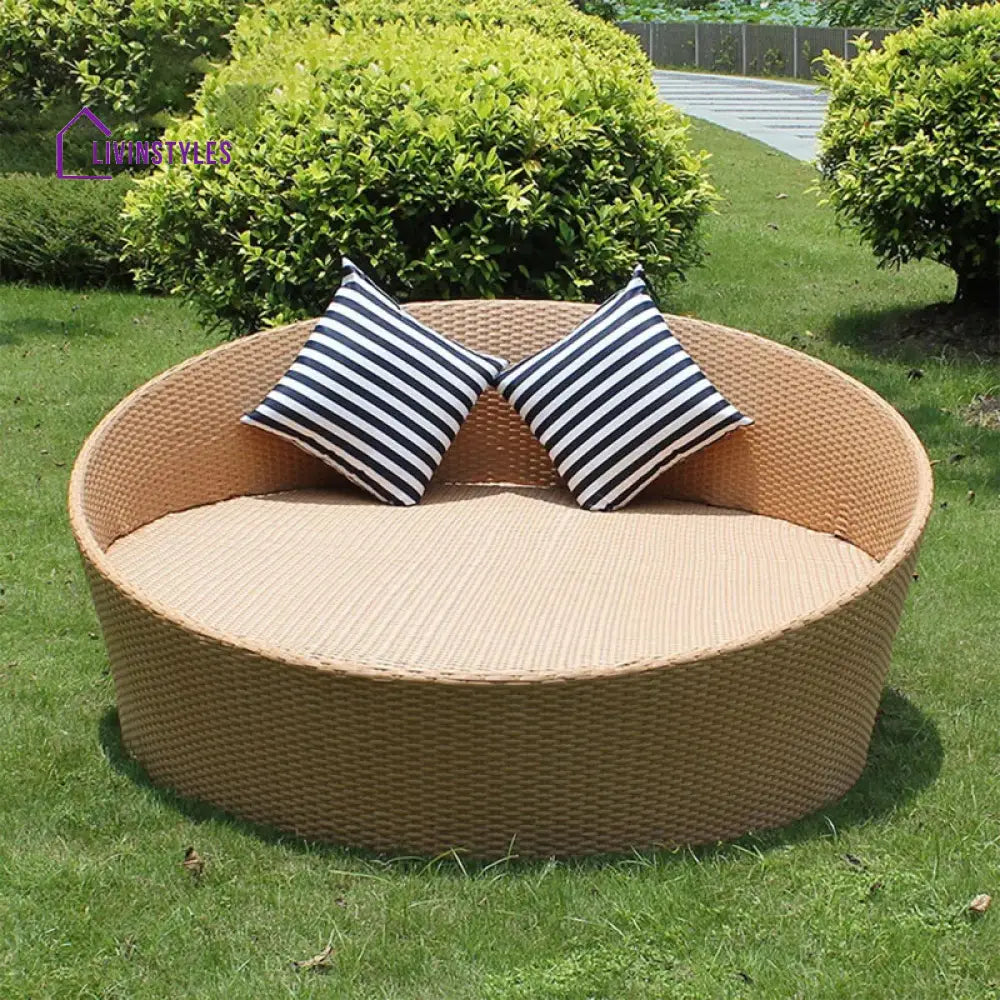 Vea Outdoor Poolside Sunbed With Cushion Daybed (Honey) - Sunbed
