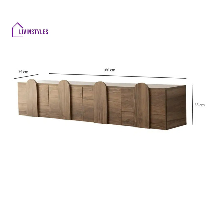 Veda Wall Mounted Wooden Finish Tv Unit Stand for Living Room