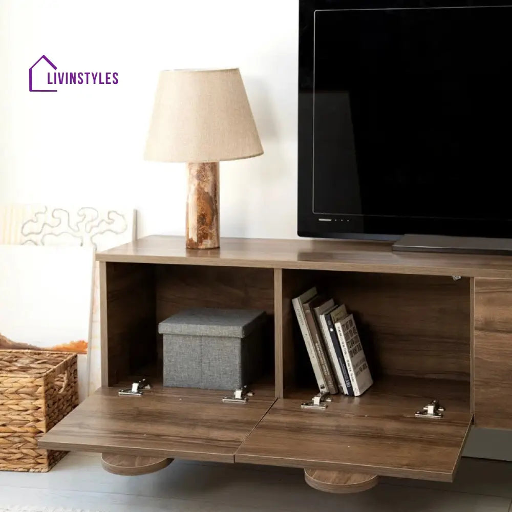 Veda Wall Mounted Wooden Finish Tv Unit Stand for Living Room