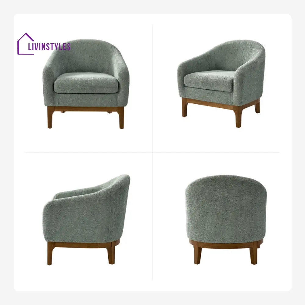 Vedhika Solid Wood and Fabric Arm Chair | Living Room Chair | Lounge Chair