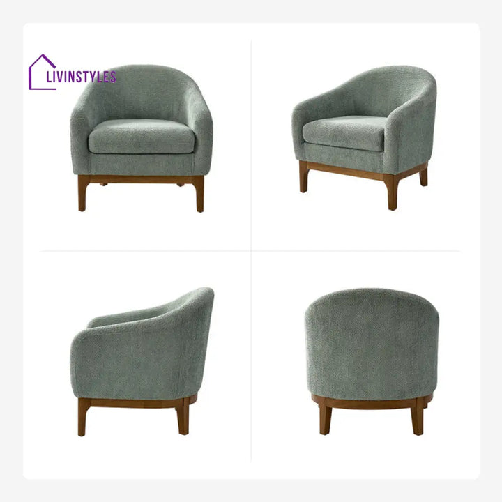 Vedhika Solid Wood and Fabric Arm Chair | Living Room Chair | Lounge Chair
