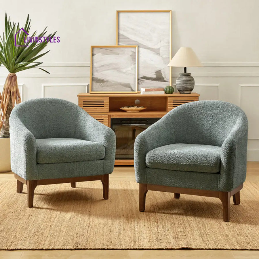 Vedhika Solid Wood and Fabric Arm Chair | Living Room Chair | Lounge Chair