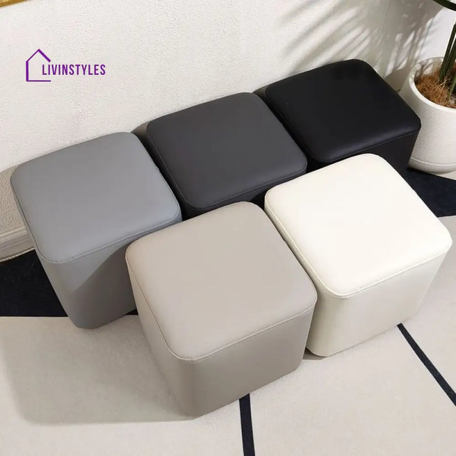 Vedhya Living Room Ottoman | Faux Leather Fabric