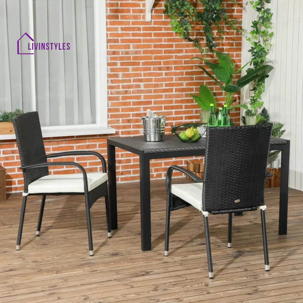 Vedika 2-Piece Outdoor Rattan Wicker Patio Dining Chairs - Dinning Chairs