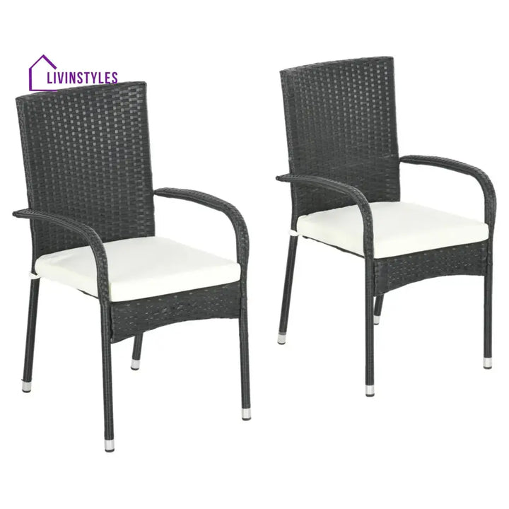 Vedika 2-Piece Outdoor Rattan Wicker Patio Dining Chairs - Dinning Chairs