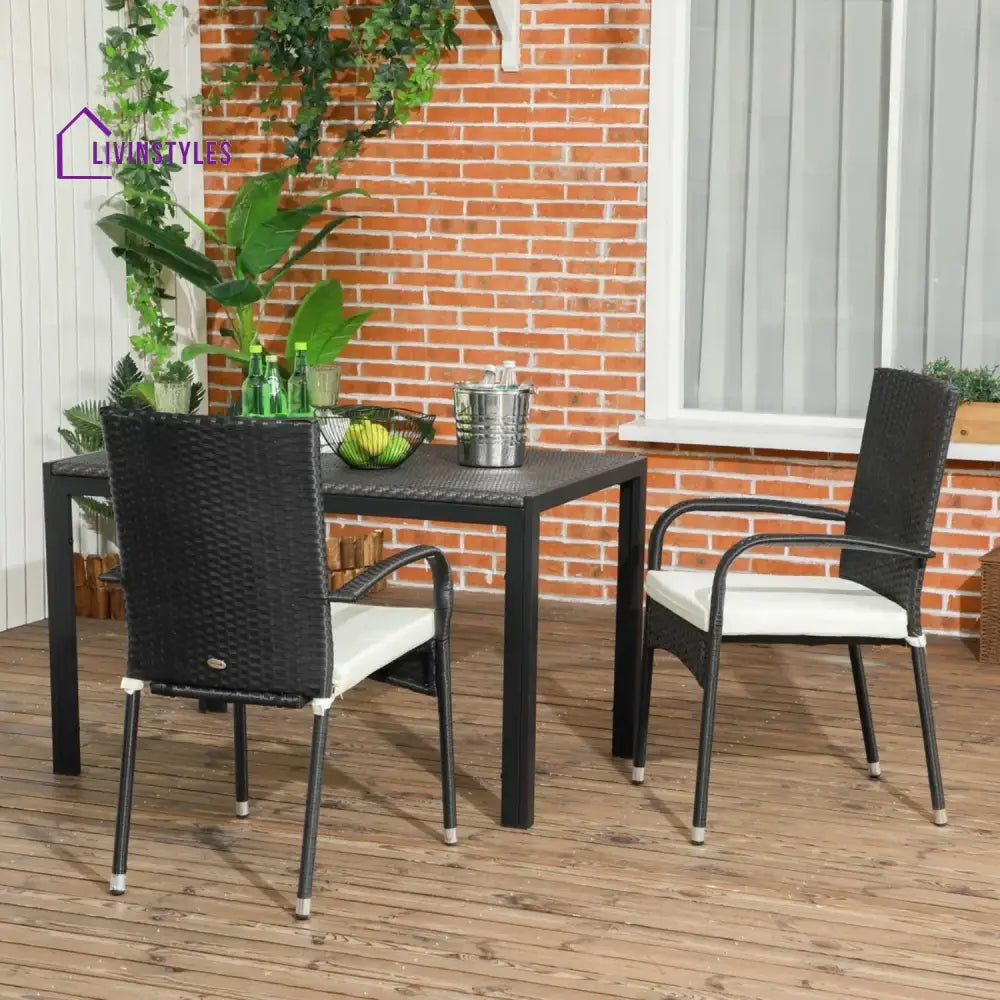 Vedika 2-Piece Outdoor Rattan Wicker Patio Dining Chairs - Dinning Chairs