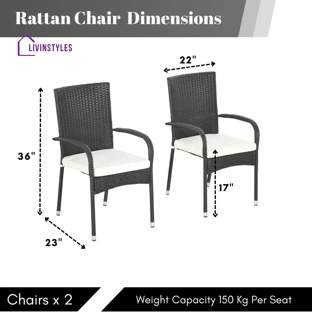 Vedika 2-Piece Outdoor Rattan Wicker Patio Dining Chairs - Dinning Chairs