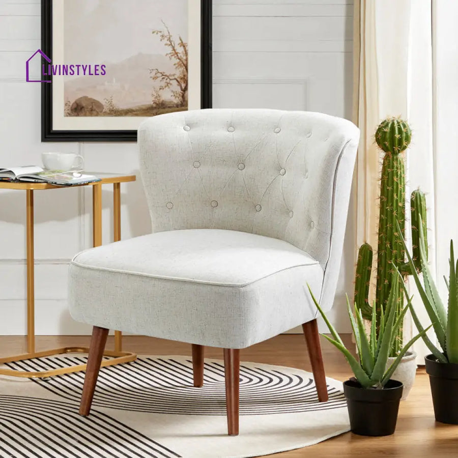 Veena Solid Wood and Fabric Arm Chair | Living Room Chair | Lounge Chair