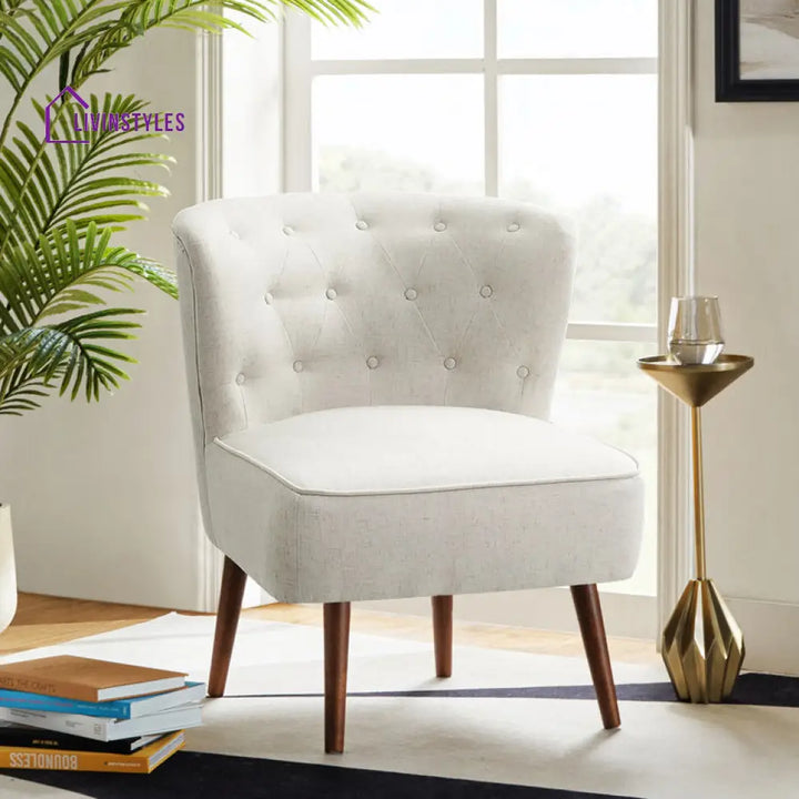 Veena Solid Wood and Fabric Arm Chair | Living Room Chair | Lounge Chair