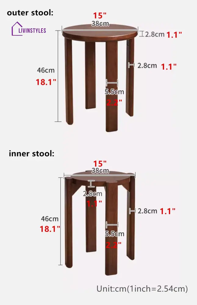 4-in-1 Solid Wood Stools Furniture