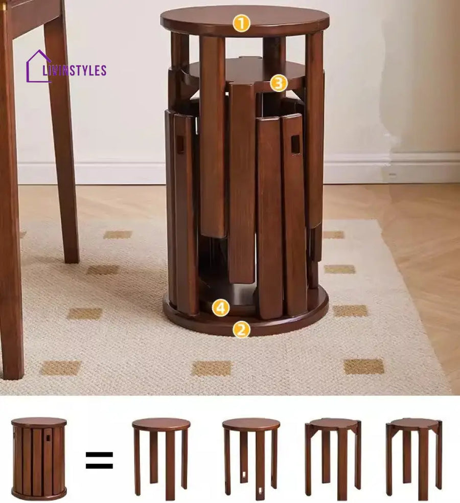 4-in-1 Solid Wood Stools WALNUT Furniture