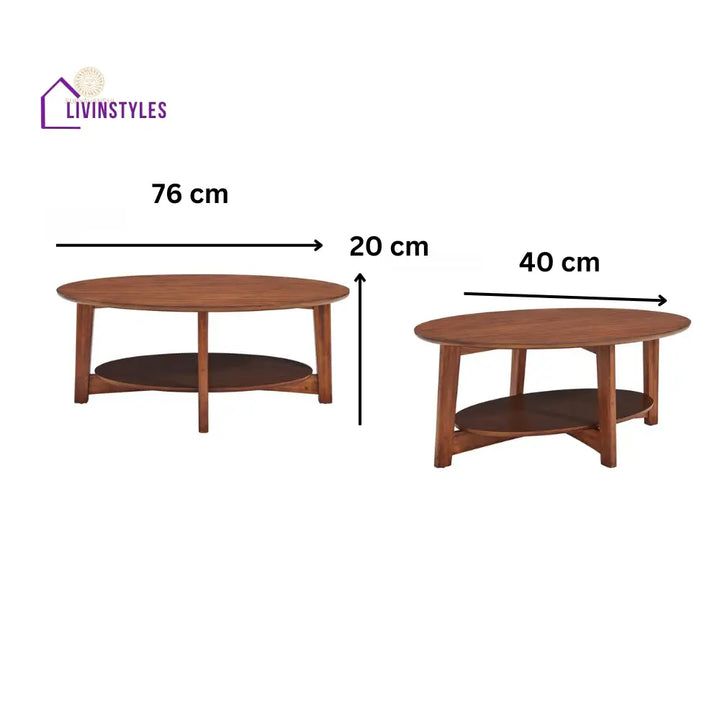 Veer Oval Sheesham Wood Coffee Table for Living Room (H 16 X W 30 X L 20 Inch) Coffee Table