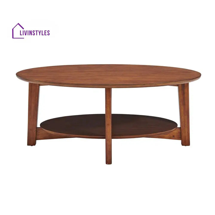 Veer Oval Sheesham Wood Coffee Table for Living Room (H 16 X W 30 X L 20 Inch) Coffee Table