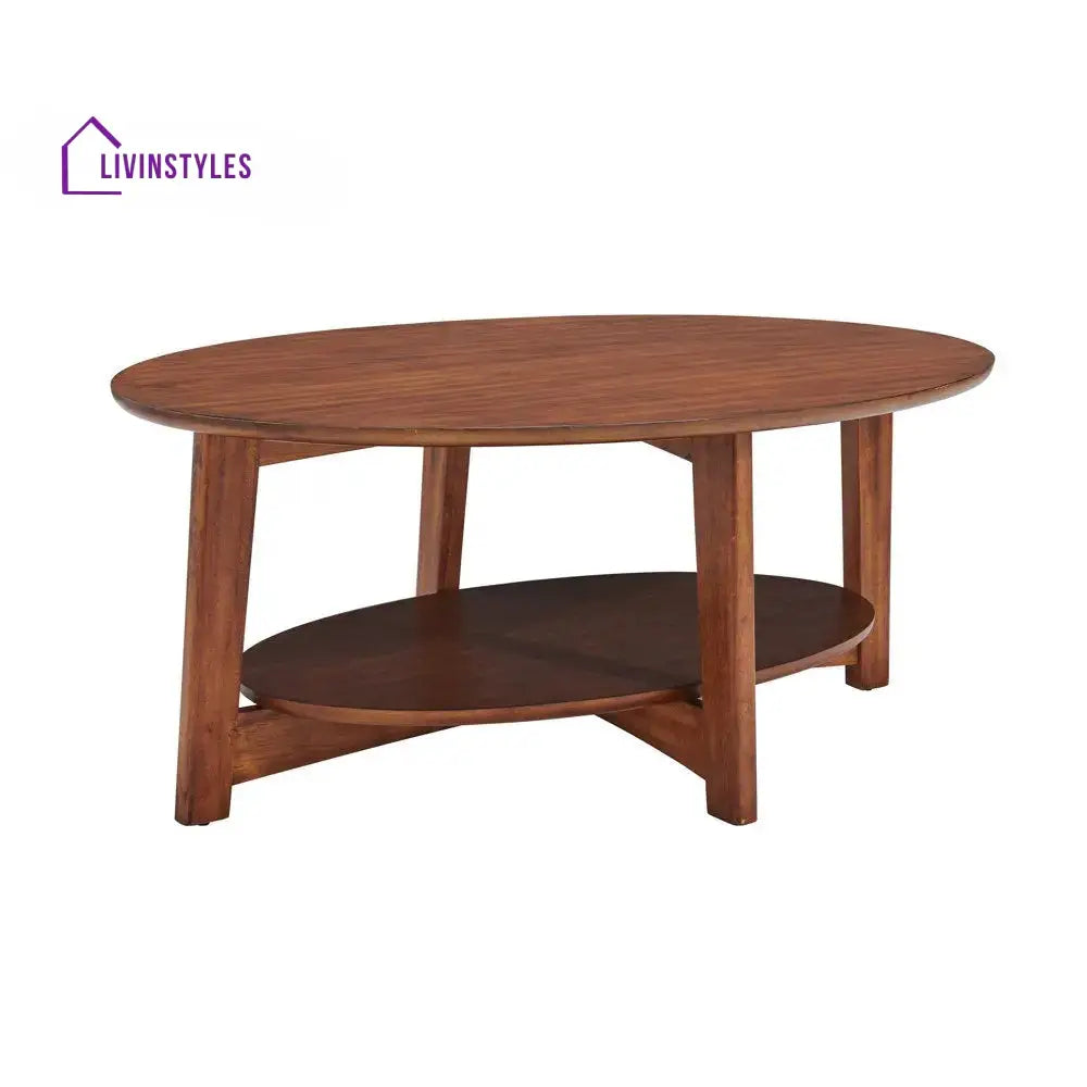 Veer Oval Sheesham Wood Coffee Table for Living Room (H 16 X W 30 X L 20 Inch) Coffee Table