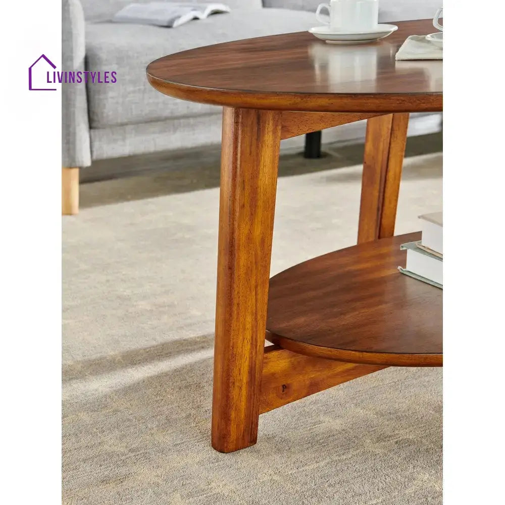 Veer Oval Sheesham Wood Coffee Table for Living Room (H 16 X W 30 X L 20 Inch) Coffee Table