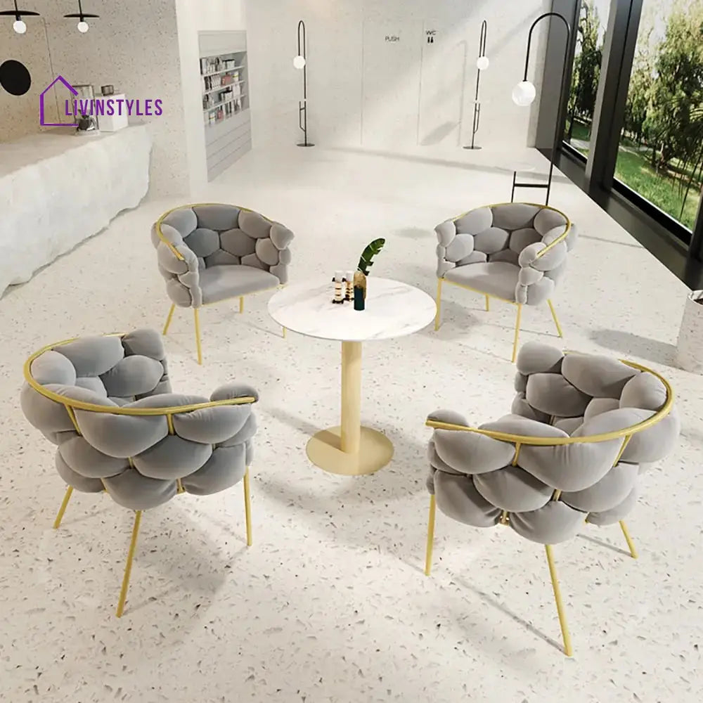 Veidika Gray Accent Chair Velvet Upholstery