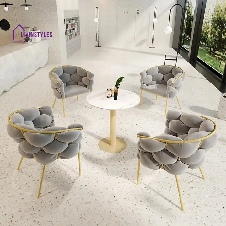 Veidika Gray Accent Chair Velvet Upholstery