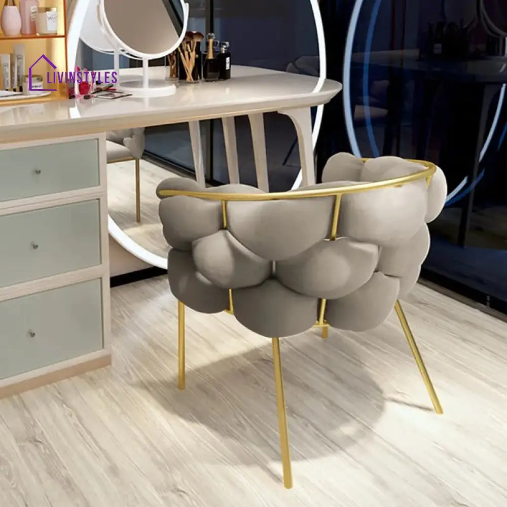 Veidika Gray Accent Chair Velvet Upholstery