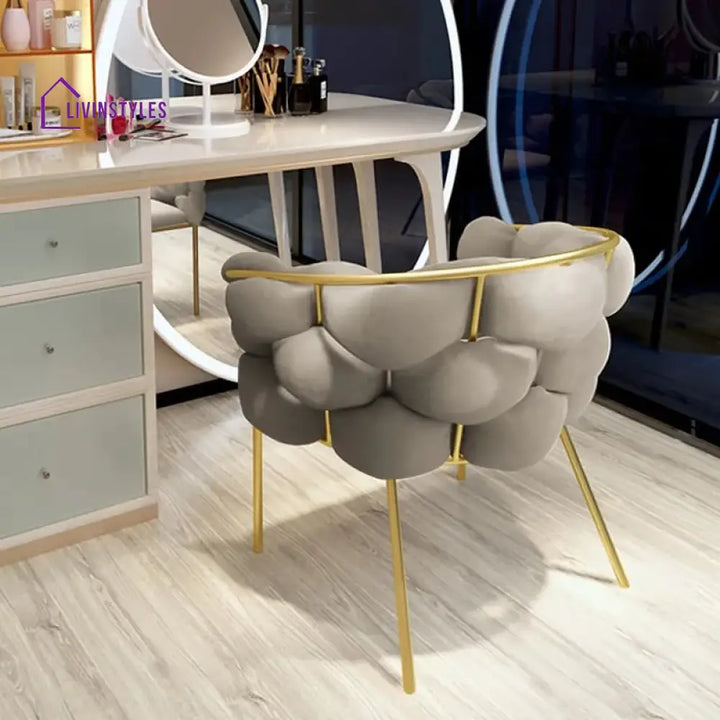 Veidika Gray Accent Chair Velvet Upholstery