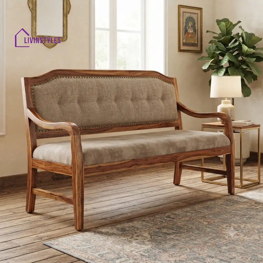 Velo Wooden Bench for Living Room | Bedroom | Extra Seating