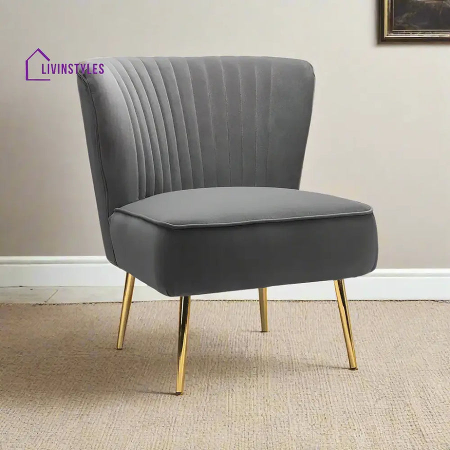 Velvet Barrel Lounge Chair Grey Furniture