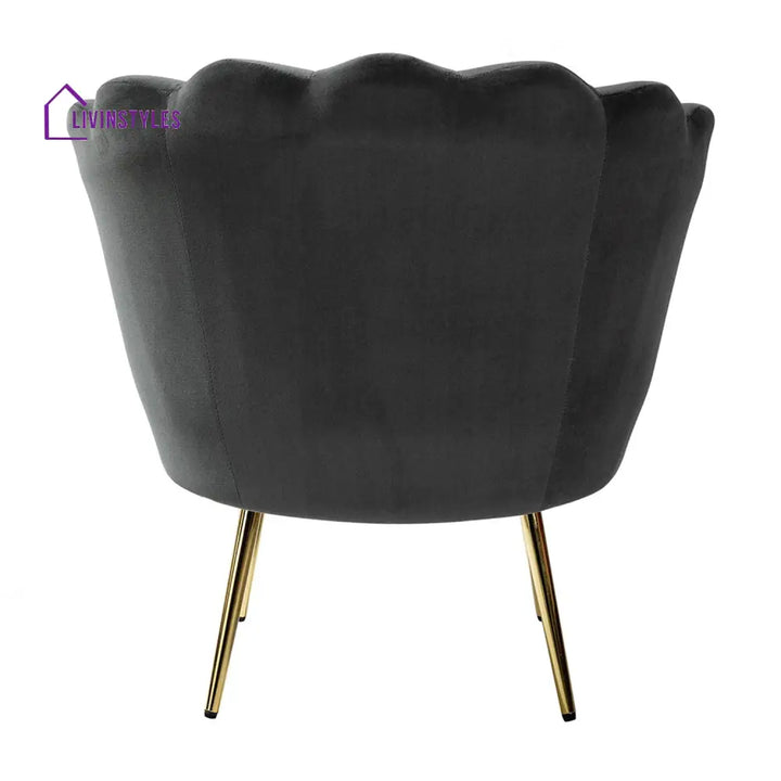 Velvet Floral Lounge Chair Grey Furniture