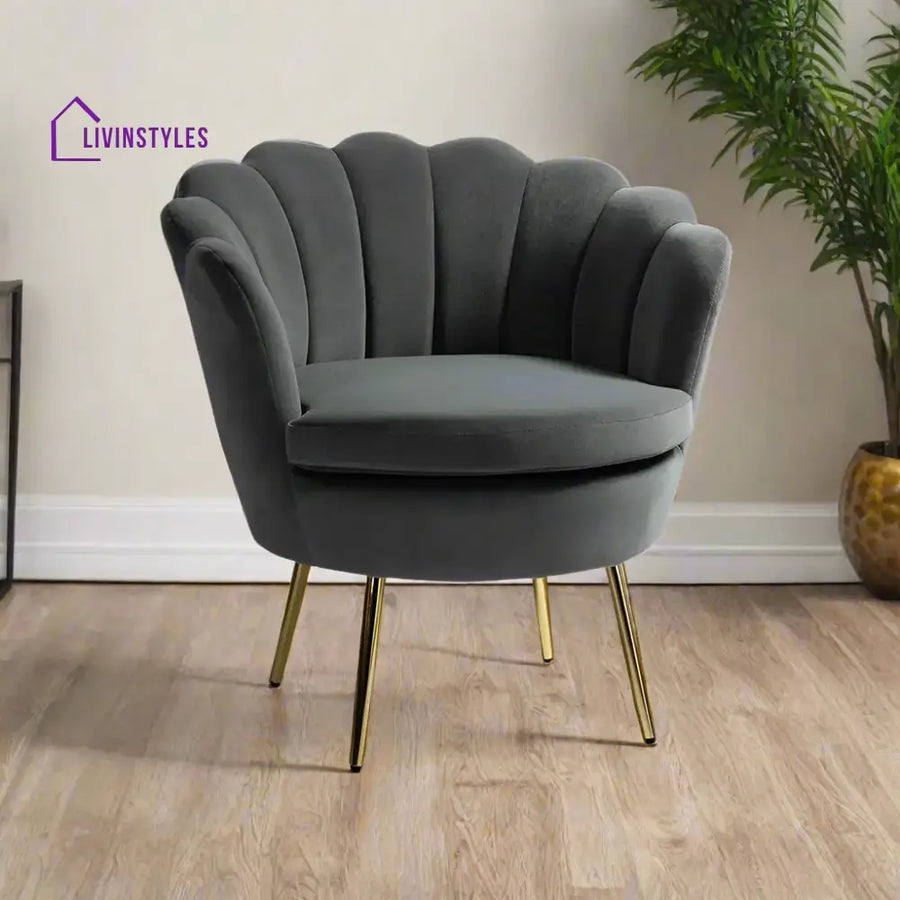 Velvet Floral Lounge Chair Grey Furniture