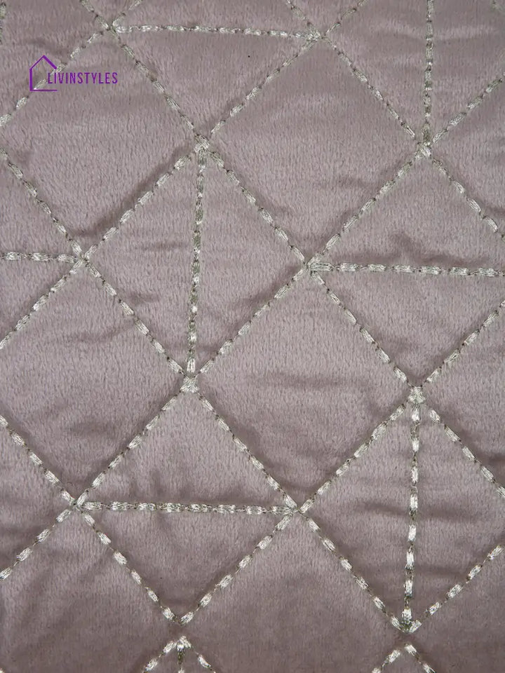 Velvet Grey Color Set Of 2 Quilted Cushion Cover (12X20 Inch)