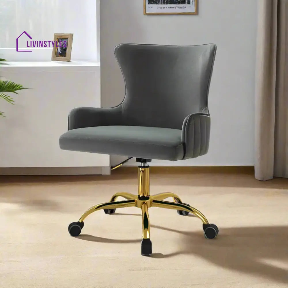 Velvet Sleek Office Chair Grey Furniture