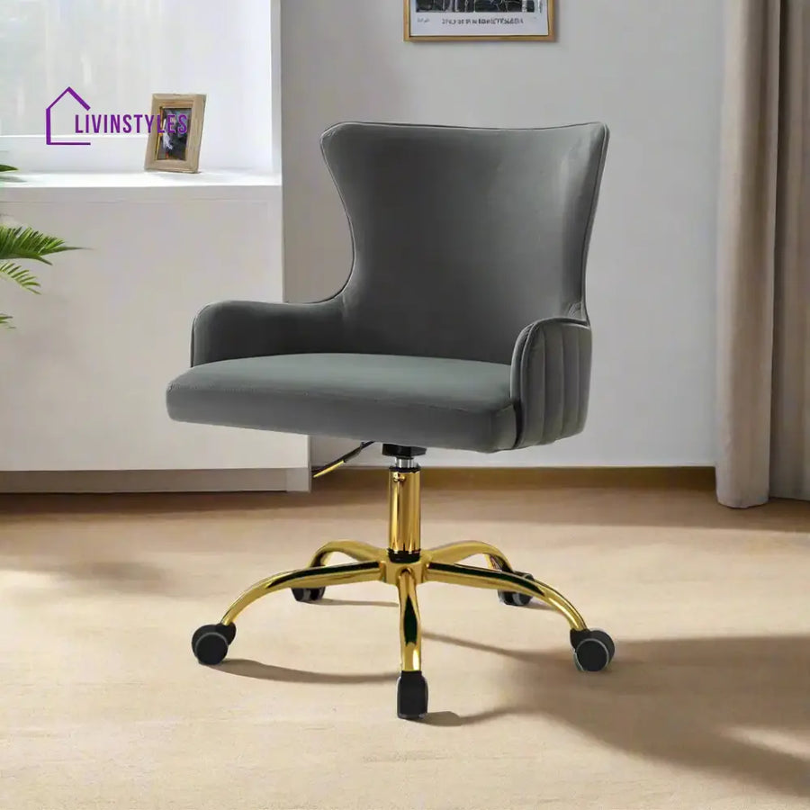 Velvet Sleek Office Chair Grey Furniture