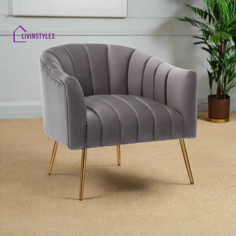 Velvet Stitch Lounge Chair Grey Furniture