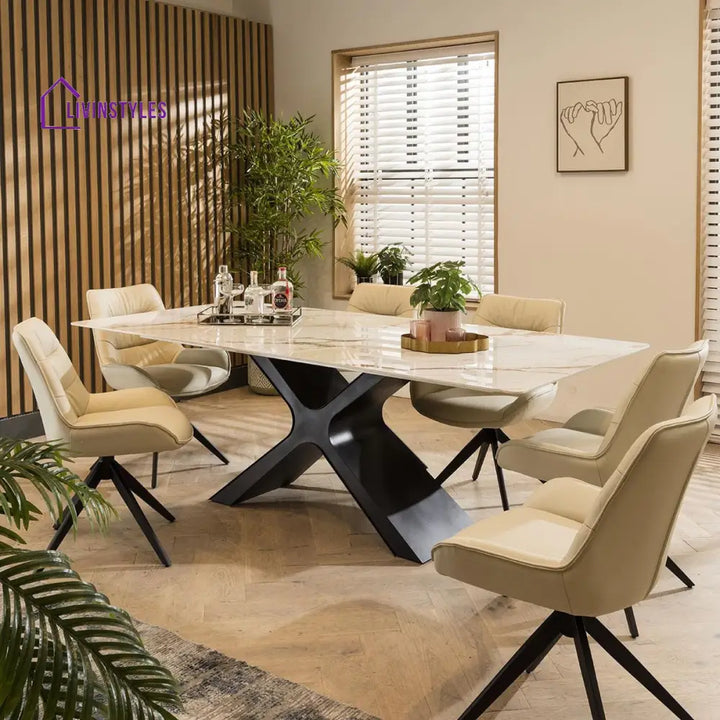 Venera 8 Seater Ceramic Dining Table White
