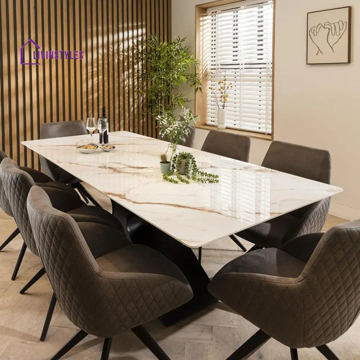 Venera 8 Seater Ceramic Dining Table White