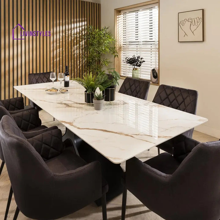 Venera 8 Seater Ceramic Dining Table White