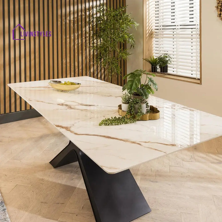 Venera 8 Seater Ceramic Dining Table White
