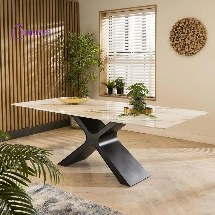 Venera 8 Seater Ceramic Dining Table White