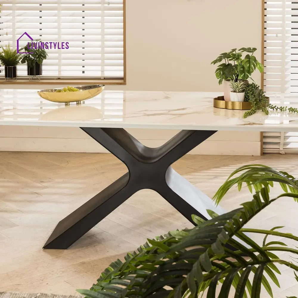 Venera 8 Seater Ceramic Dining Table White
