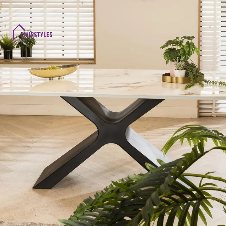 Venera 8 Seater Ceramic Dining Table White