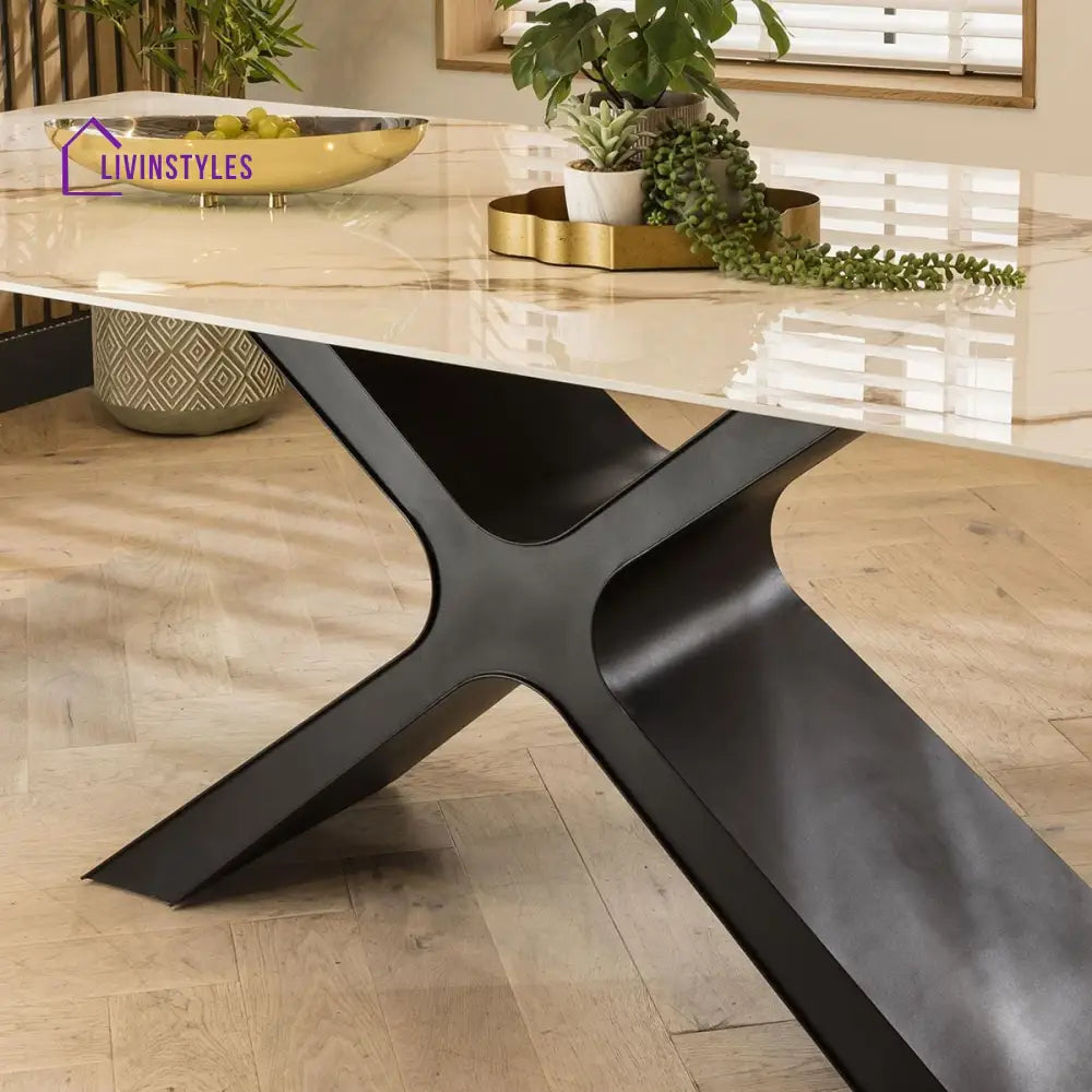 Venera 8 Seater Ceramic Dining Table White